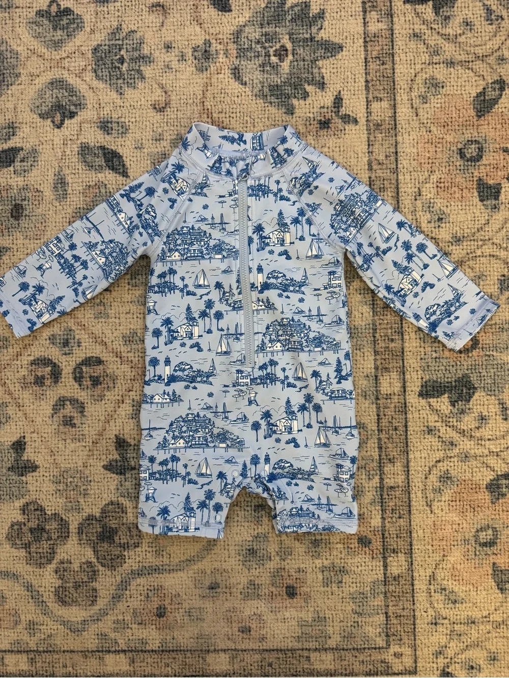 Janie and Jack Baby Island Toile Rash Guard Swimsuit
